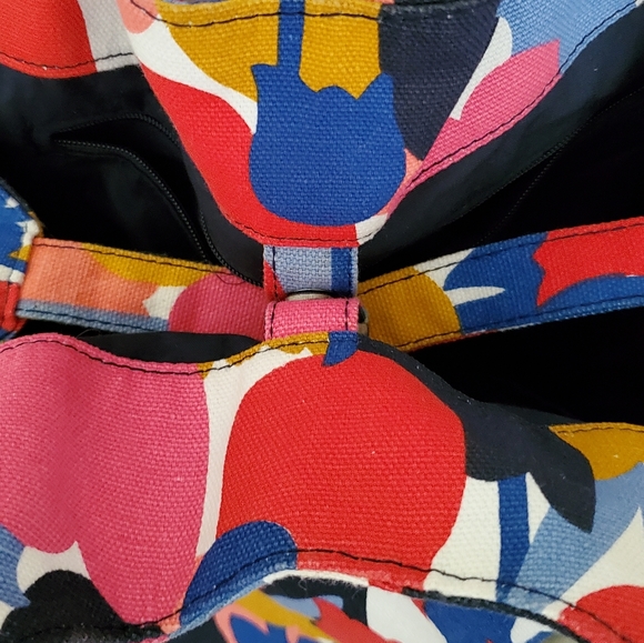 Anthropologie Vivid Spring Cheerful Multicolor Tulip Print Graphic Pattern Bag - Picture 2 of 12